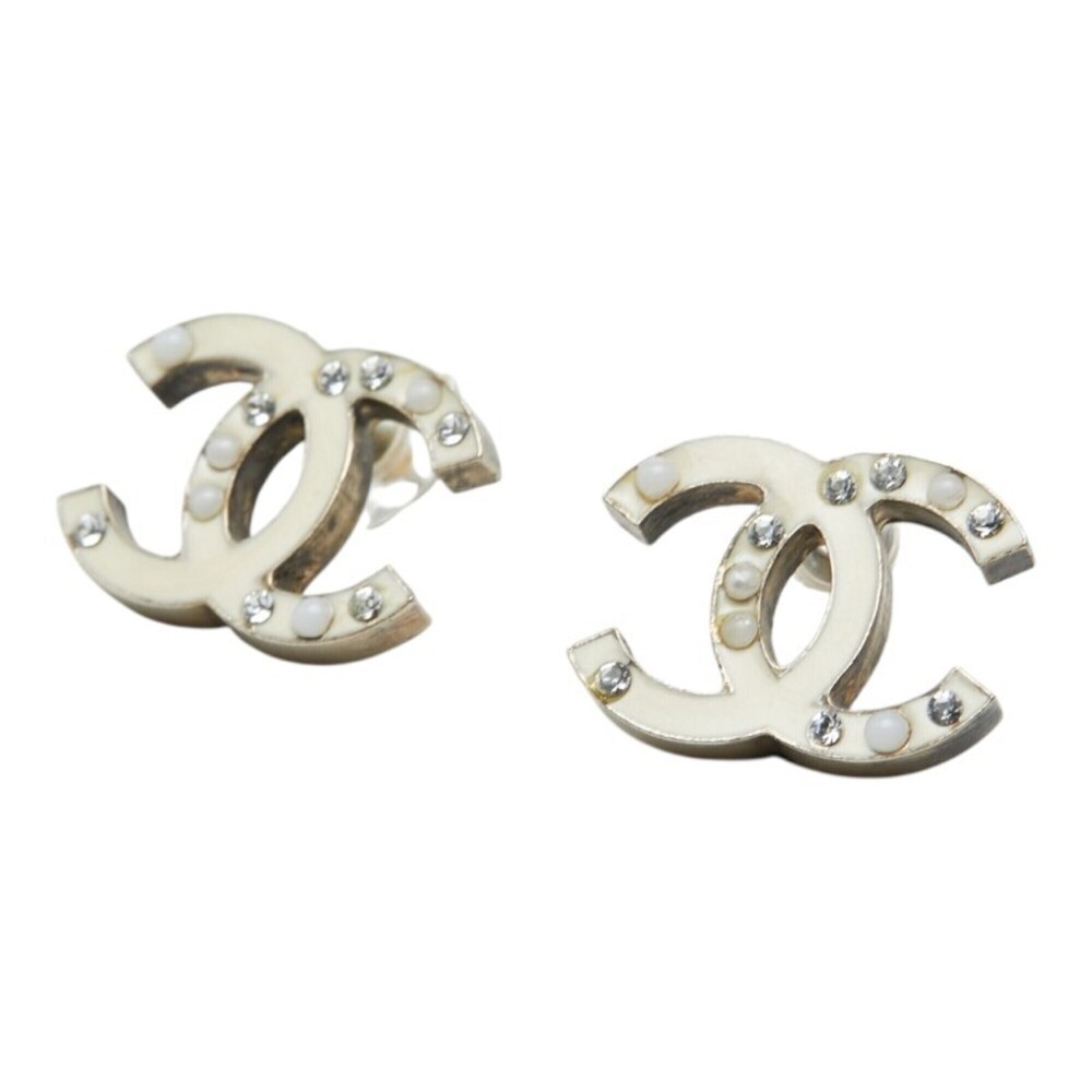 CHANEL Authentic Pearl Logo Earrings
